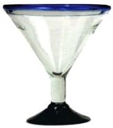 Copa Derecha 16 oz Blue Rim Martini Glass