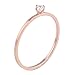Womens Rose Gold Stainless Steel Simple Style Thin Wedding Ring Cubic Zirconia Engagement Promise Band
