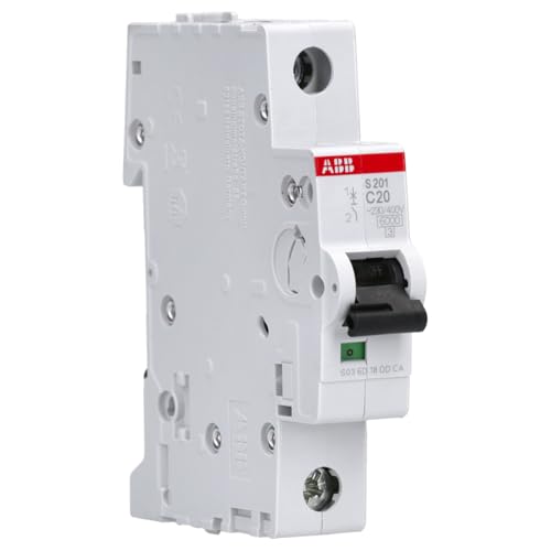 ABB Disjoncteur miniature S201-C20, 1 pôle, type C, capacité de coupure 6/10 kA, courant 20 A (2CDS251001R0204)