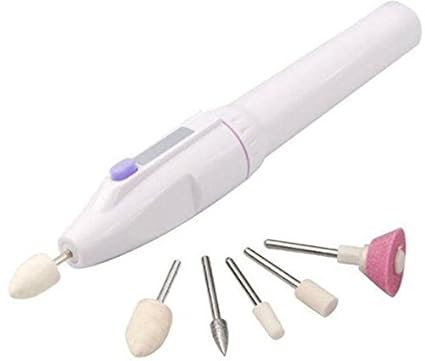 Moolten 7 In 1 Art Tip Electric Nails Decorator Salon Sharper Grinder Drill Machine Polish Manicure Pedicure Grooming Tool Kit, White