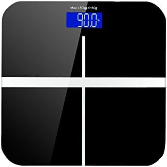 High Accuracy Digital Body Weight Scale with Easy-to-Read Extra Large Backlight Lcd Display,Smart Step-On Technology,Tempered Glass,400lb/180KG,Black