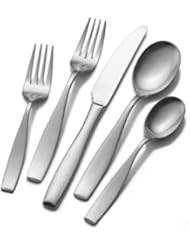 Mikasa 5081298 Satin Loft 65-Piece 18/10 Stainless Steel Flatware Set with Serving Utensil Set, Service for 12