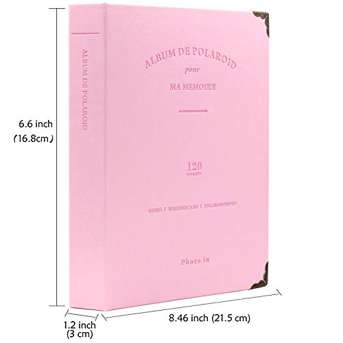 Ablus 2x3 Inch Photo Paper Film Album Set for Fujifilm Instax Mini Camera/HP Sprocket Photo Printer/Polaroid Snap, Z2300, SocialMatic Instant Cameras&Zip Instant Printer (120 Pockets, Pink)