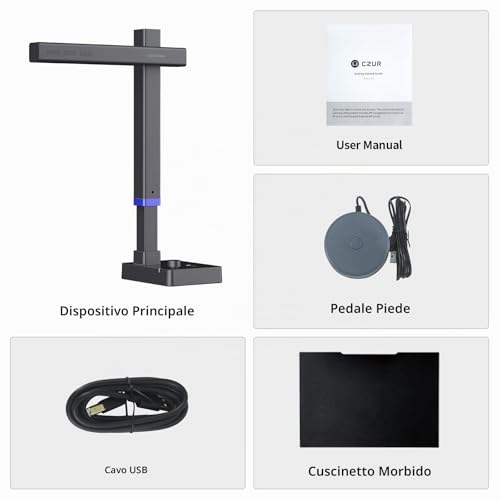 CZUR Shine Ultra Pro Scanner Books 20MP High Resolution, 320-440 dpi, Portable Scanner for Office and Home Documents, A3 A4 A5 Scanning, OCR Multilingual