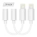 OneCat Headphone Jack Adapter, Lighting Connecter to 3.5mm Audio Jack Earphone Extender Jack Stereo Compatible for Phone 8/8 Plus/Phone X/Phone 7/7 Plus (White),  2 Pack primary