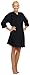Women's Knee Length Waffle Weave Kimono Bathrobe Black OS