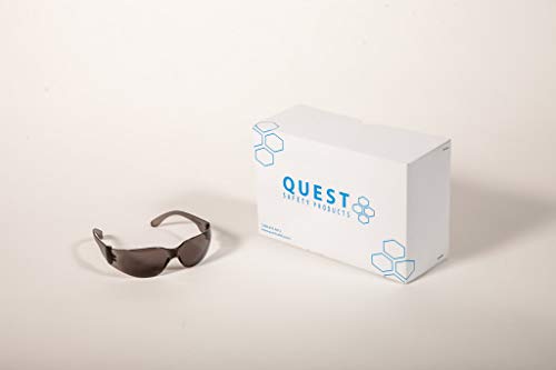 Quest Safety Glasses - Protective Eyewear - Polycarbonate High Impact Resistant Lens - Pack of 12 (Smoke) - Thumbnail 2