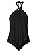 Upopby Women's Sexy High Neck One Piece Swimsuits Halter Flounce Backless Bathing Suits Plus Size Swimwear Monokini