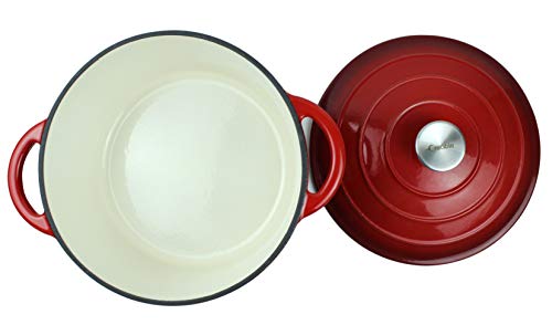 Dutch Oven Enameled Cast Iron Pot with Dual Handle and Cover Casserole Dish - Round Red 10.23" (26 cm)