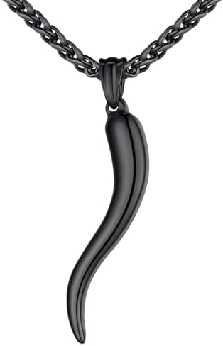 U7 Italian Horn Charm Amulet Necklace Stainless Steel/18K Gold