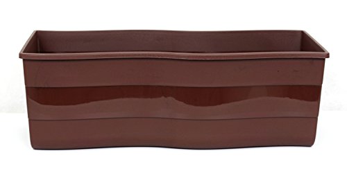 POKM Toolsmarket GmbH Balkonkiste Blumenkasten Geländerkasten Balkonkasten Wave 60 / H: 20 cm Braun – Bild 3