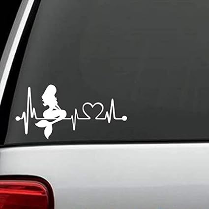 Bluegrass Decals Mermaid Heartbeat Lifeline Monitor Decal Sticker
