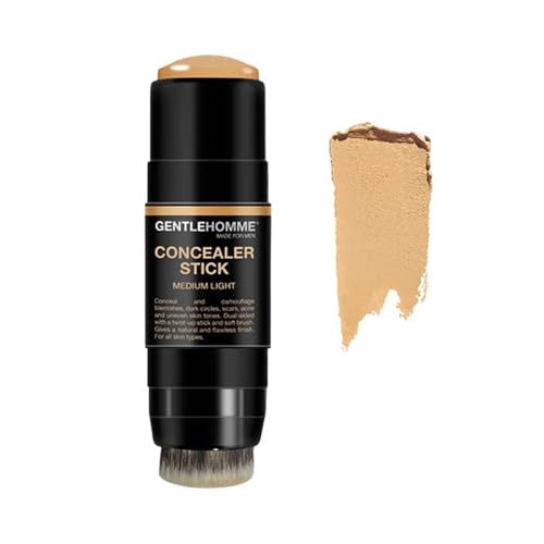 Gentlehomme Men's Concealer Stick with Brush for Dark Circles Eraser, Medium Light