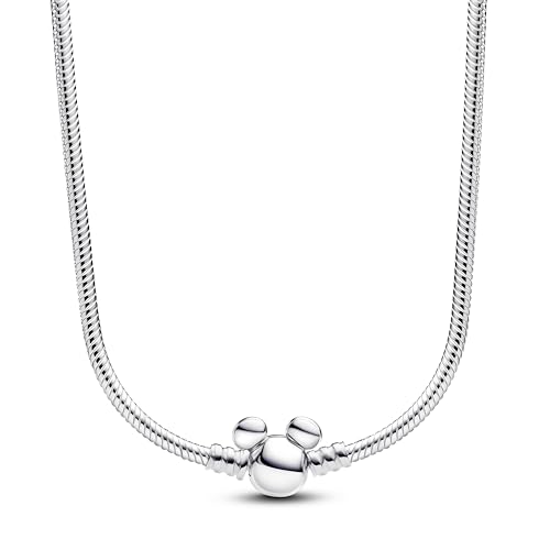 PANDORA Moments Disney 393529C00-45 Collier maille serpent en argent sterling compatible Moments Charms, taille : 45 cm, 45 cm, Argent sterling, Pas de gemme