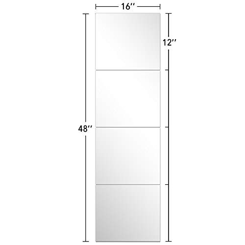 PexFix Full Length Mirror Frameless Mirror, 12inch X 16inch Wall Mirror 4-Piece Set Free Combination Rectangular Glass Flat Mirror Tiles Decoration Mirrors for Bathroom, Livingroom or Bedroom - Thumbnail 6