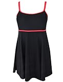 Hilor Women's Plus Size Color Contrast Swimdress Skirtini One Piece SwimSuit