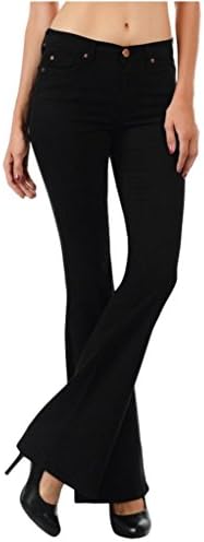 Angry Rabbit Women's Premium Designer's Basic Flare Jeans Made in USA (27, Black)