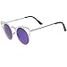 zeroUV Womens Laser Cut Open Metal Mirror Lens Round Cat Eye Sunglasses 48mm (Silver/Blue Mirror)