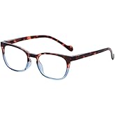 I Heart Eyewear Sidecar reading Glasses, Stylish, Unisex, Prescription Quality Readers, Anti-Reflective coating, Spring hinges, Comfortable Square reader, Blue