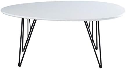 Sixties Table Basse Vintage Laquee Blanc Brillant Pieds Metal