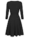 MISSKY Women's Round Neck Long Sleeve Fit and Flare Casual Business Swing Cocktail Autumn Dress with Belt Black S