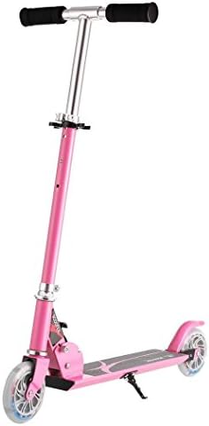FDegage Adjustable Kick Scooter Folding City Urban Commuter Street Push Scooters with 2 LED Light Up Wheels Children's Day Gift for Kids, Support 176 Lbs