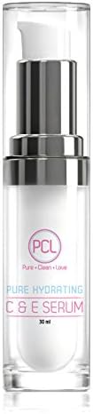 Pure Hydrating Vitamin C Serum with Hyaluronic Acid & Vit E - Natural & Organic Anti Wrinkle Eraser Formula for Face - Dark Circle, Fine Line & Sun Damage Corrector - Restore & Boost Collagen - 1 OZ