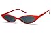 Mini Vintage Retro Extra Narrow Oval Round Skinny Cat Eye Sun Glasses Clout Goggles (Red Frame | Black)