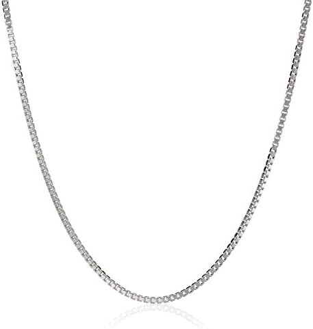 Sterling Silver 1mm Box Chain Necklace (14" 16" 18" 20" 22" 24") Fit Beads &amp; Pendants with Box (22 Inches)