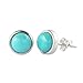 ZENGORI 1 Pair 7MM 925 Sterling Silver Round Natural Turquoise Stud Earrings for Women SS186