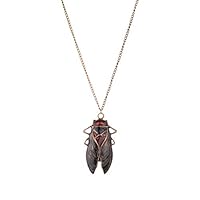 Guoshang Vintage Insect Cicada Women Necklace Retro Cicada Necklace Pendant Chain Clavicle Necklace Ornaments for Festival Party Jewellery Gift,Ancient Copper