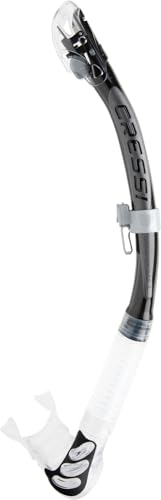 Cressi Alpha Ultra Dry Snorkel Transparent/Black/Silver - Trockenschnorchel zum Tauchen Freitauchen und Schnorcheln, Transparent/Schwarz/Gelb, Einheit