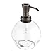 mDesign Round Glass Refillable Liquid Soap Dispenser Pump Bottle for Bathroom Vanity Countertop, Kitchen Sink - Holds Hand Soap, Dish Soap, Hand Sanitizer, Essential Oils - 2 Pack - Clear/Bronze