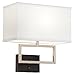 Possini Euro Design Trixie Modern Indoor Wall Lamp Brushed Nickel Silver Matte Black Plug-in Light Fixture Rectangular Fabric Shade for Bedroom Bedside House Reading Living Room Home Hallway Dining
