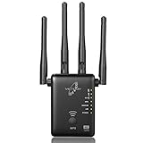 VICTONY 1200Mbps  Wireless WiFi Repeater with External Antennas WiFi Range Range Extender for 2.4G and 5G Frequency WiFi Extneder Dual Band With 4 External Antennas WiFi Signal Booster