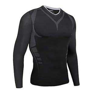 AMZSPORT Heren Sport Compressie Shirt Lange Mouw Koel Droog