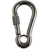 US STAINLESS Stainless Steel 316 Spring Hook with Screw Nut and Eyelet Carabiner 5/16" (8mm) Marine Grade