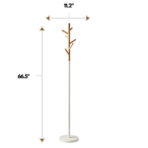Type A Wooden Coat Rack Clothing Hanger with 6 Hooks, Easy Assembly