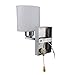 Elitlife E14 Glass LED Wall Lamp Light, Wall Sconce Lighting Fixture, 110-240v witn Pull line Switch & 40W Light Bulb,for Living Room Bedroom Bedside Lobby Hallway (Cool White)