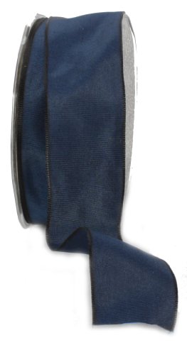 Ampelco Ribbon Company French Wired 27-Yard Taffeta Ribbon, 1.5-Inch, Navy Blue