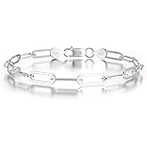 ASDULL 925 Sterling Silver Paperclip Bracelets 3/4/5mm Silver/Gold Plated Bracelets for Women Paperclip Chain Bracelet for Men 6.5-9 Inches