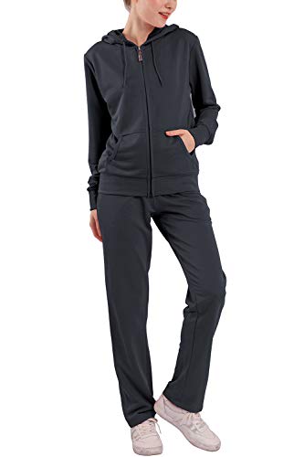Womens Sweatsuits Sets 2 Piece Jogger Outfit Tracksuits Hoodie & Pants Activewear Zip-up Loungewear (Charcoal, XL) - Thumbnail 6