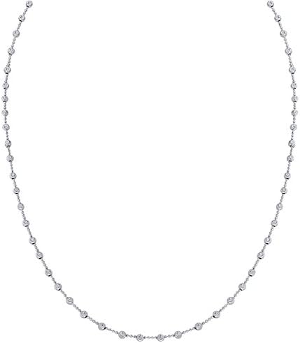 Officina Bernardi Sterling Silver Station Necklace, 35.5 Inches (White)