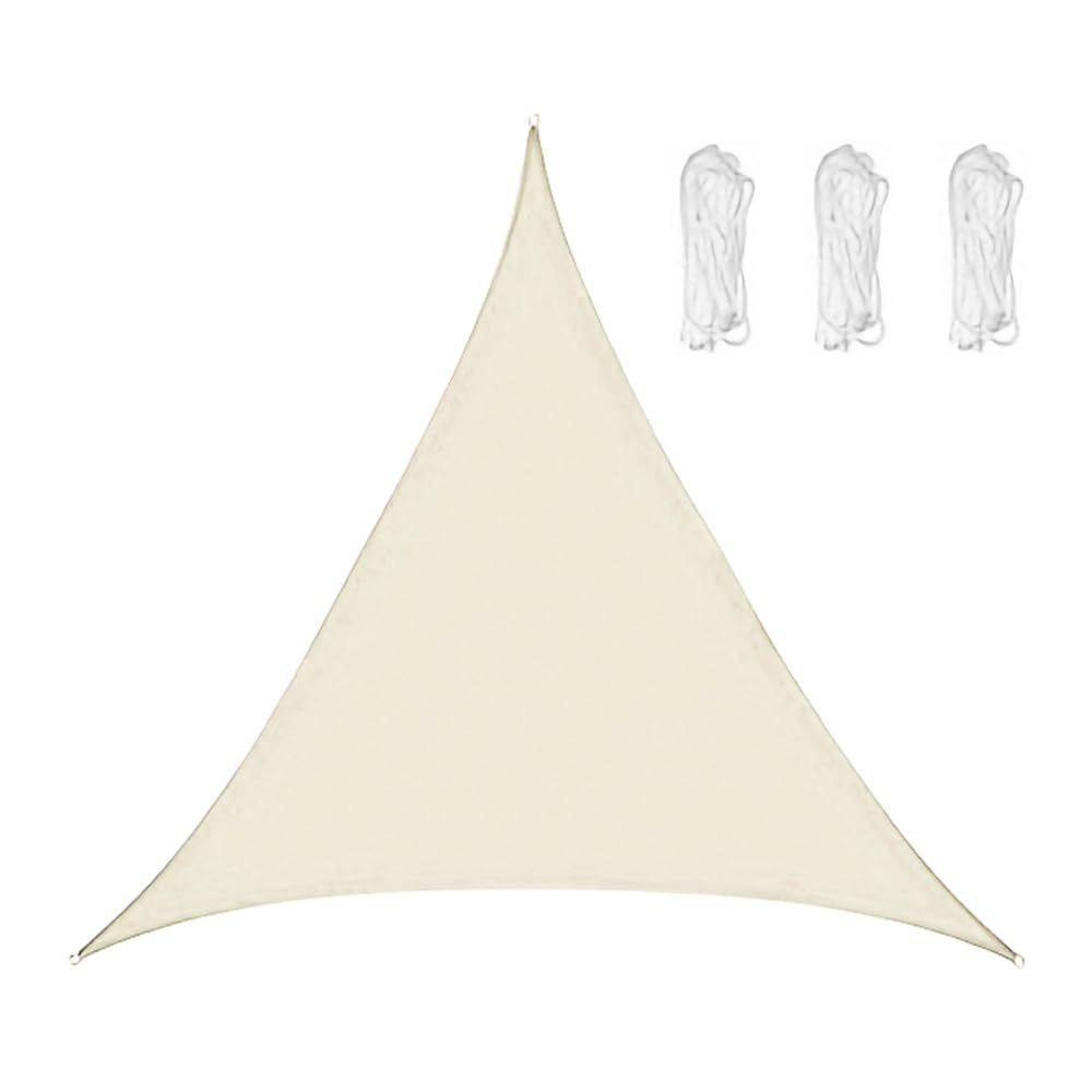 Alnicov 3m x 3m x 3m Triangle Sun Shade Sail, with Fixing Kit Waterproof Anti-UV Sunscreen Awning Canopy 98% UV Block, for Outdoor Garden Patio Yard Party (Cream)