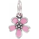 ABAOLA Pink Blossom Cherry Charm 925 Sterling Silver Dangling Flower Beads fit Fashion bracelets & Necklaces