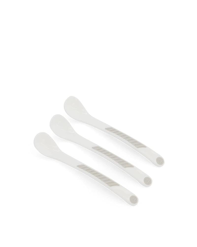 Twistshake Baby Feeding Spoon Set - 3 Pack | BPA-Free Baby Weaning Cutlery Set for Childrren | Learning Set for Kids | 6m+ | White