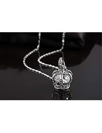 TIDOO collar con colgante de corona de reina enchapado con 3 capas de oro rosa platino con cristales austríacos para mujer