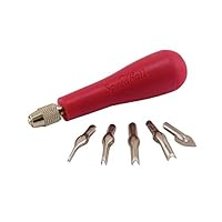 Speedball 4131 Linoleum Cutter  - 5 Assorted Lino Cutters Includes Plastic Storage Handle, Made in the USA