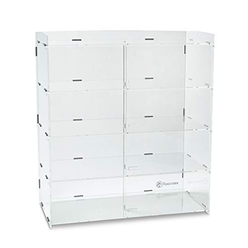 FOXCROSS Acrylic Display 4 Tier Case for Pastries Cakes Cupcakes Donuts - Crystal Clear - Bakery Essentials - Strong Support - Restaurant Grade - Coffee Shop Display - Counter top Cookie Display