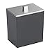 mDesign Cotton Stem Box (Pack of 2) - Plastic Bathroom Accessory for Cosmetics and Care - Cotton Swab Dispenser - Jar with Lid in Brushed Nickel - Black/Silver